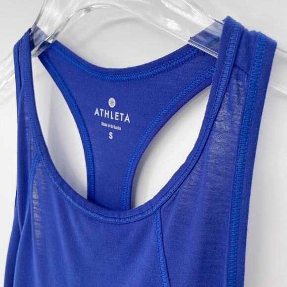Athleta Blue Racerback Cut Out Back Tank Top Lightweight Blue Gym Size Small - Picture 5 of 8